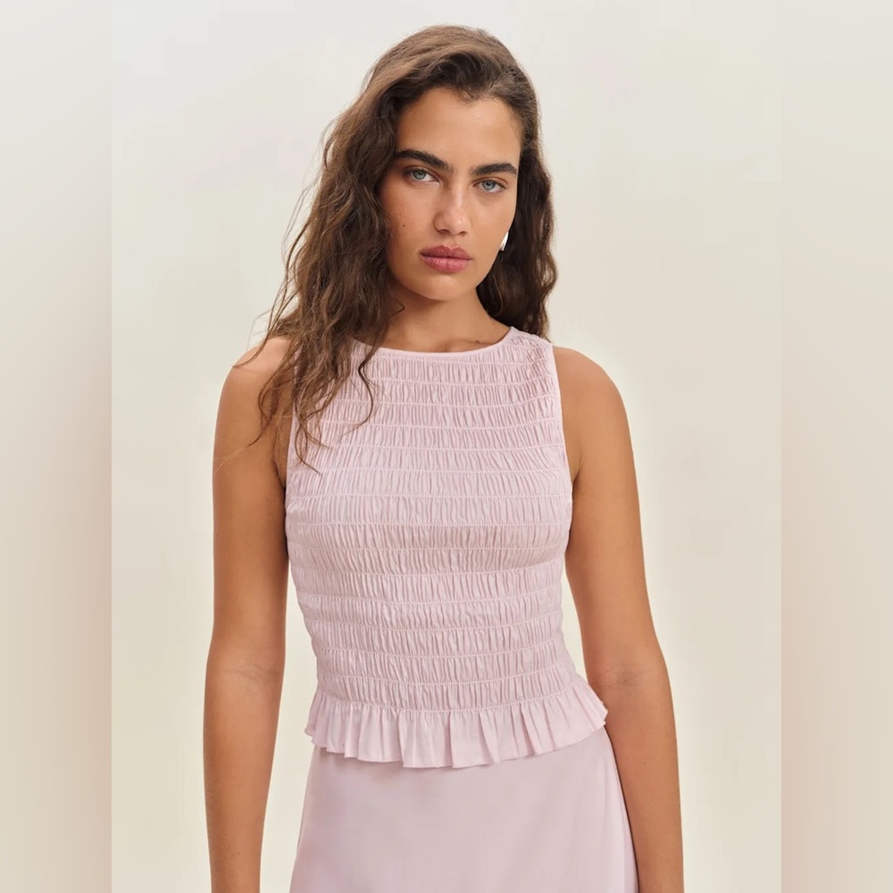 NEW Reformation Laguna Two Piece Matching Midi Set Cherry Blossom Pink US 6 UK10 - Picture 4 of 13